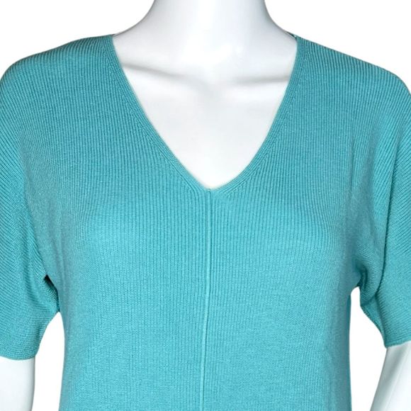 Talbots Sweater Womens Small Blue Short Sleeve Lightweight Knit Basic Minimalist - Picture 5 of 7
